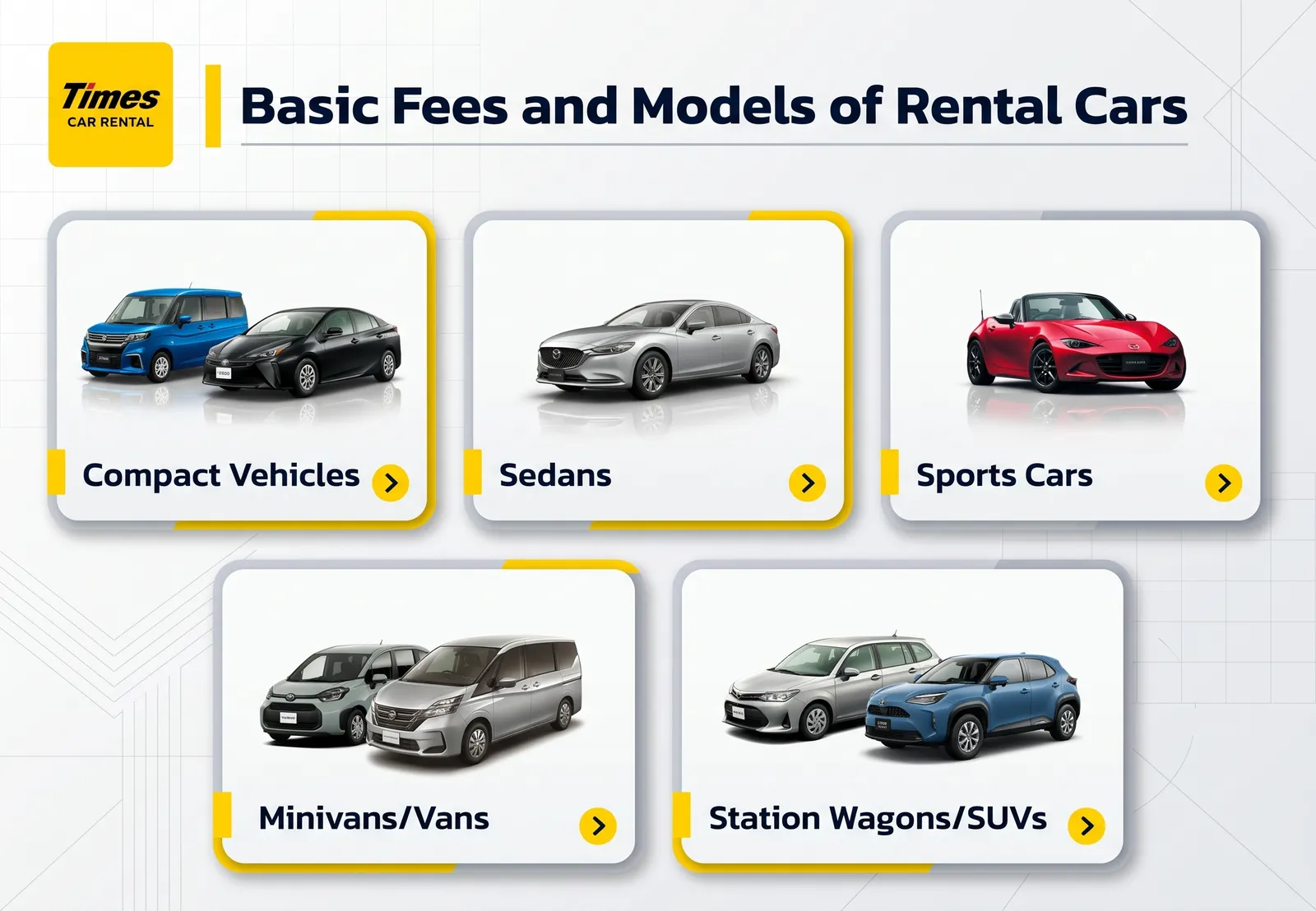 Times CAR RENTAL Japan มีรถประเภทไหนให้เลือกบ้าง