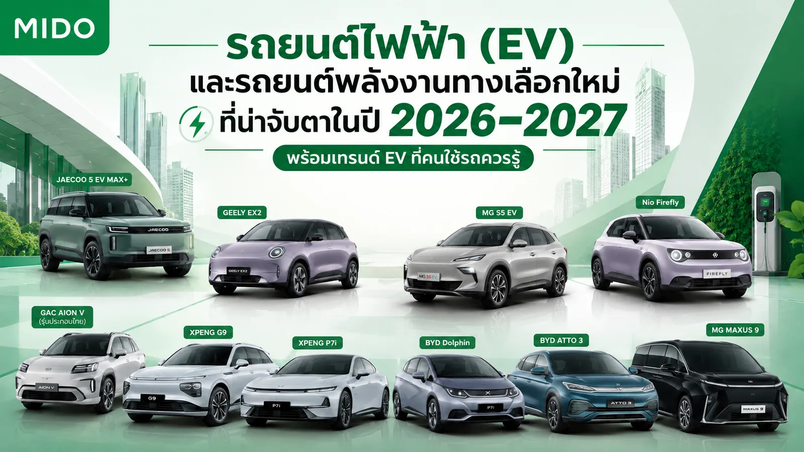 รถยนต์ไฟฟ้า (EV) และรถยนต์พลังงานทางเลือกใหม่ที่น่าจับตาในปี 2026–2027